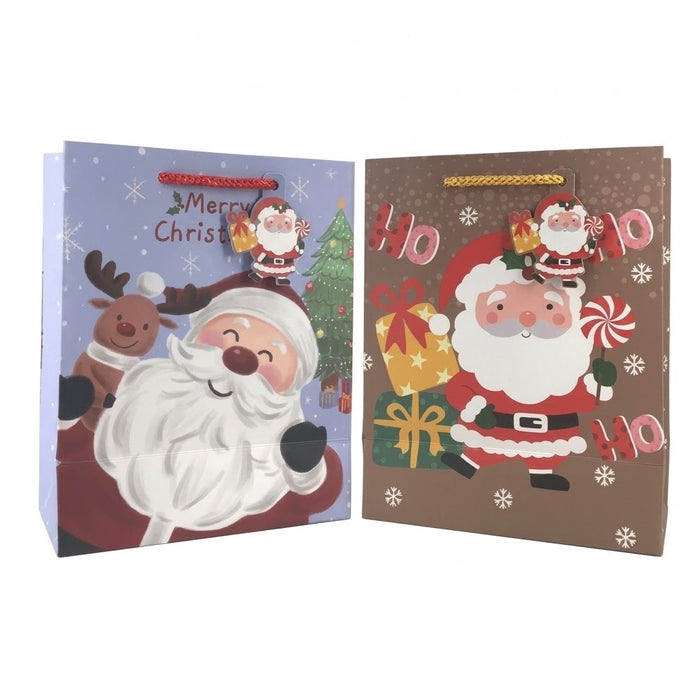 GiftRite Medium Christmas Gift Bags, 9" x 7" x 4", Four Assorted Designs, Wholesale