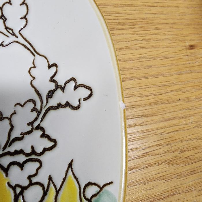 Gilded Sunflower Platter Set of 3 Ceramic Plate Serving Trays Embossed Blue Sky