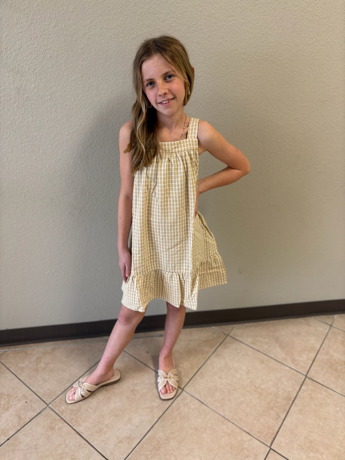 Girls Checkered Ruffle Dress