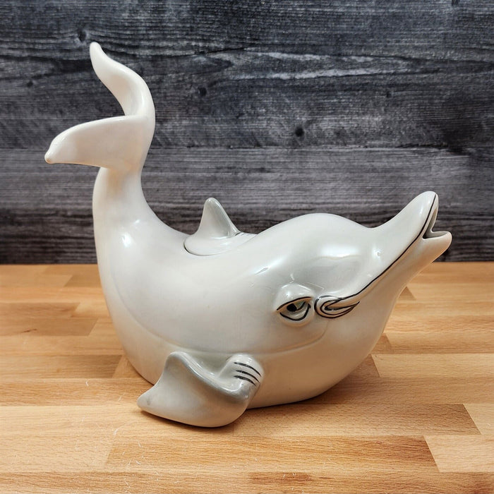 Gray Dolphin Teapot Ceramics Animal Tea Pot by Blue Sky and Lynda Corneille