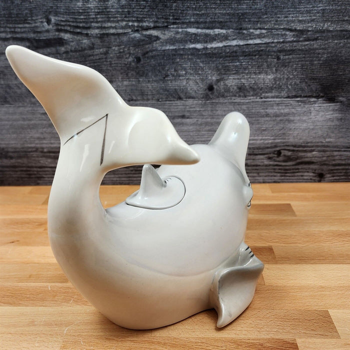 Gray Dolphin Teapot Ceramics Animal Tea Pot by Blue Sky and Lynda Corneille
