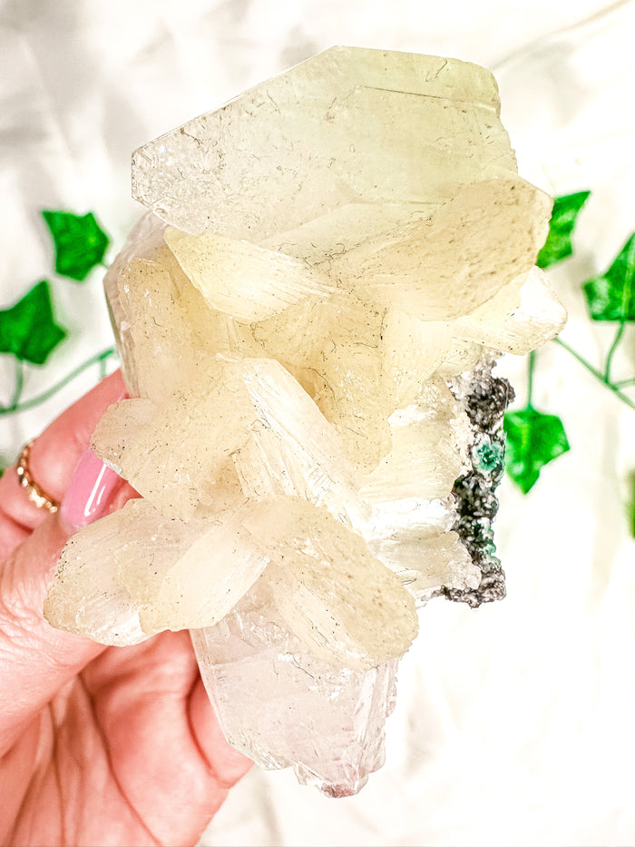 Green Apophyllite with Peach Stilbite Mineral Specimen #11