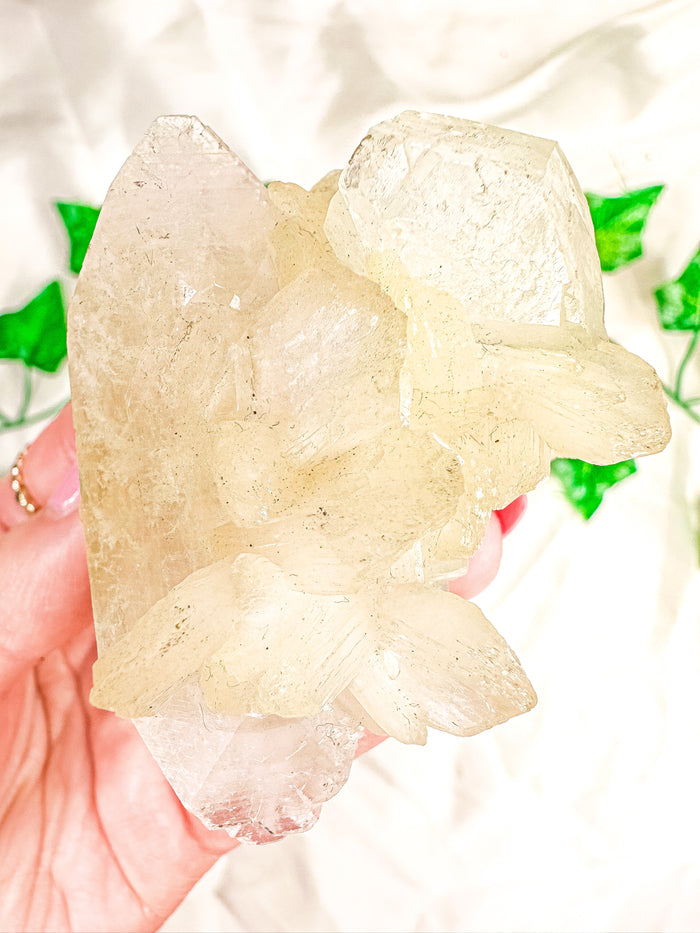 Green Apophyllite with Peach Stilbite Mineral Specimen #11
