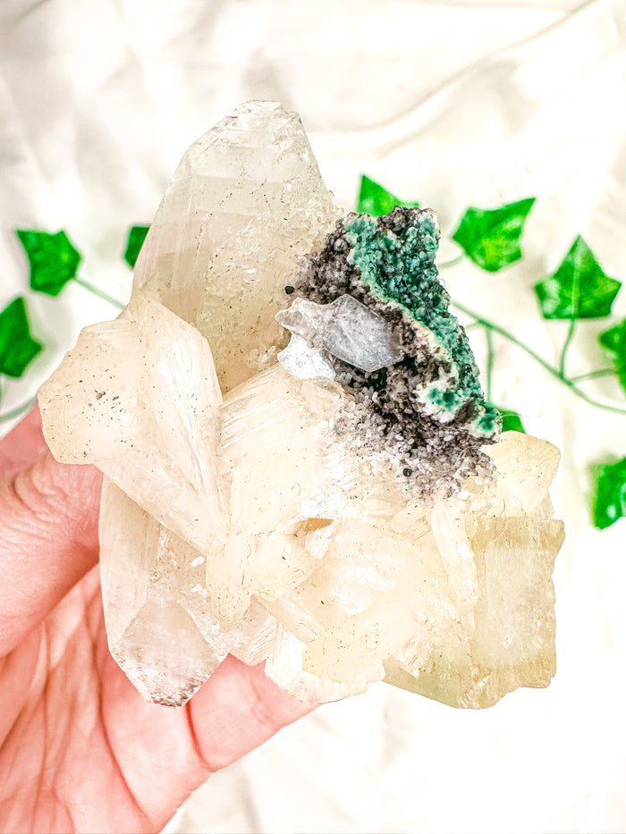 Green Apophyllite with Peach Stilbite Mineral Specimen #11