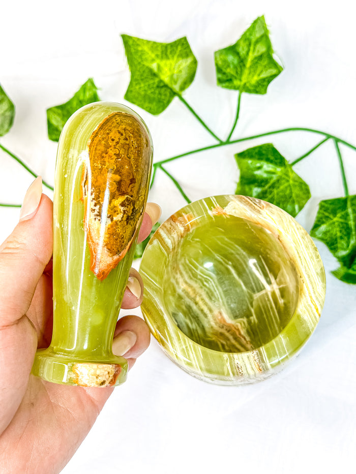 Green Onyx Mortar and Pestle