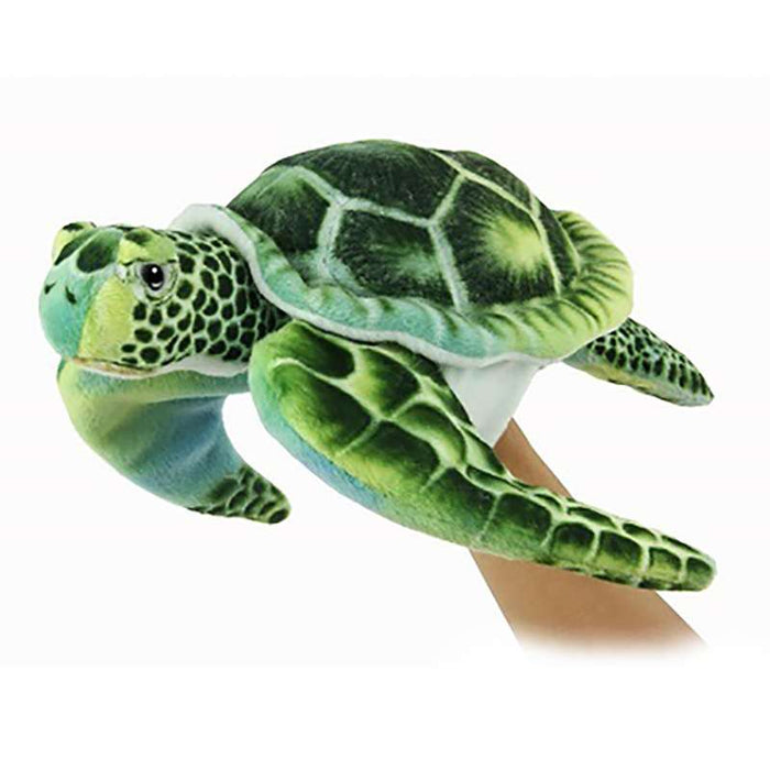 Green Sea Turtle Hand Puppet Hansa True to Life Look Plush Learning Toys