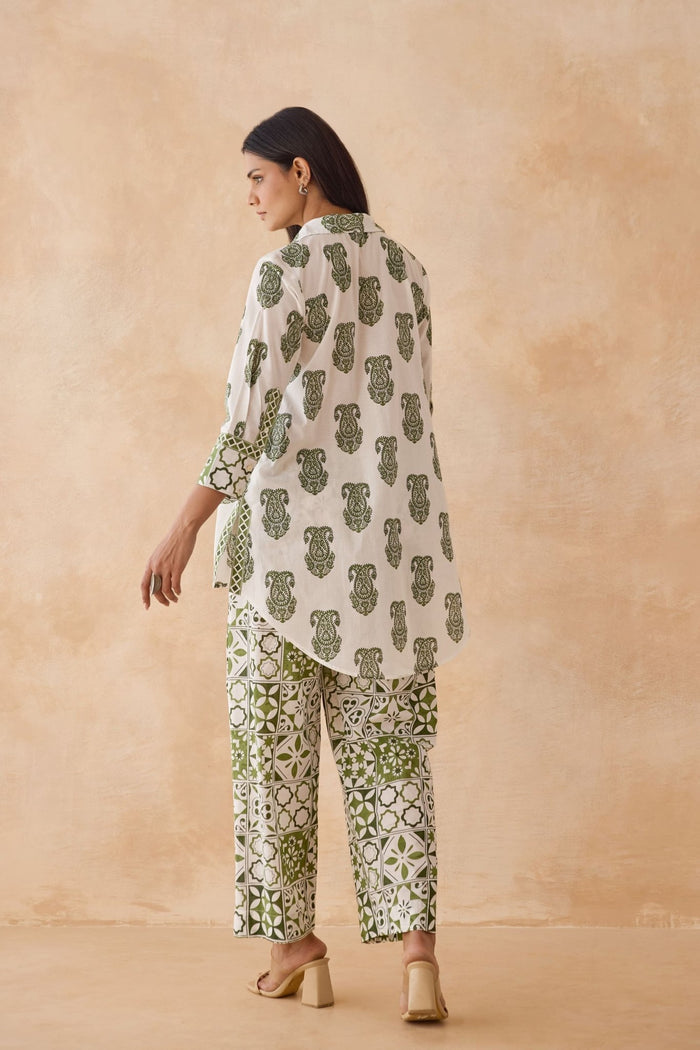 Green & White Paisley Print Co - ord Set - Tara - C - Tara