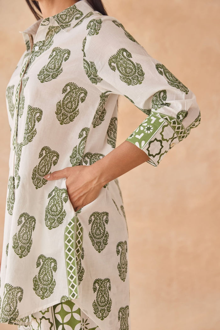 Green & White Paisley Print Co - ord Set - Tara - C - Tara
