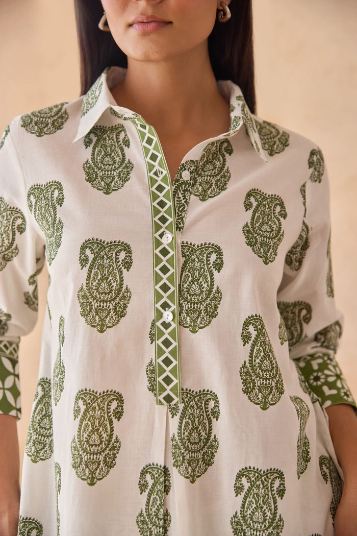 Green & White Paisley Print Co - ord Set - Tara - C - Tara