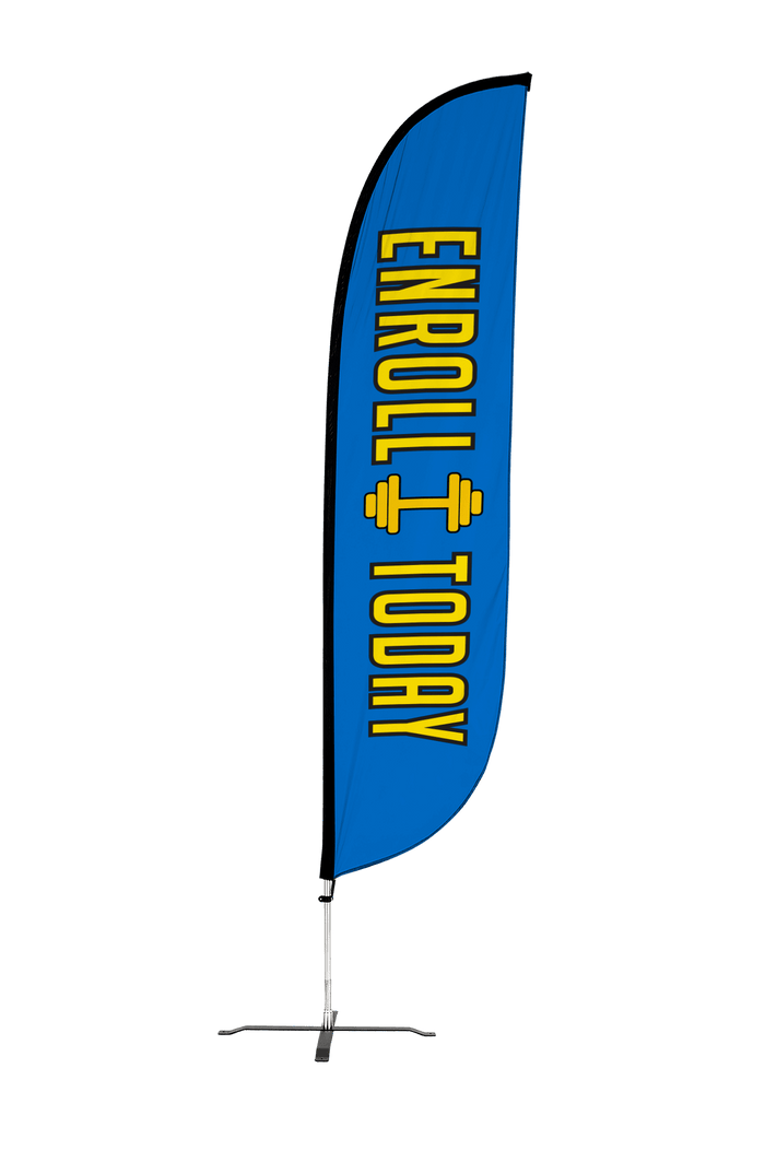 Gym Enroll Today Feather Flag Blue