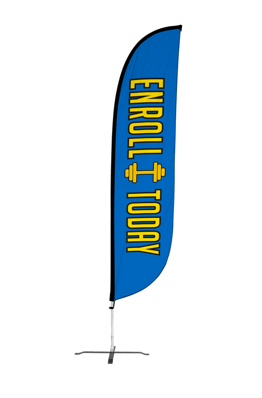 Gym Enroll Today Feather Flag Blue