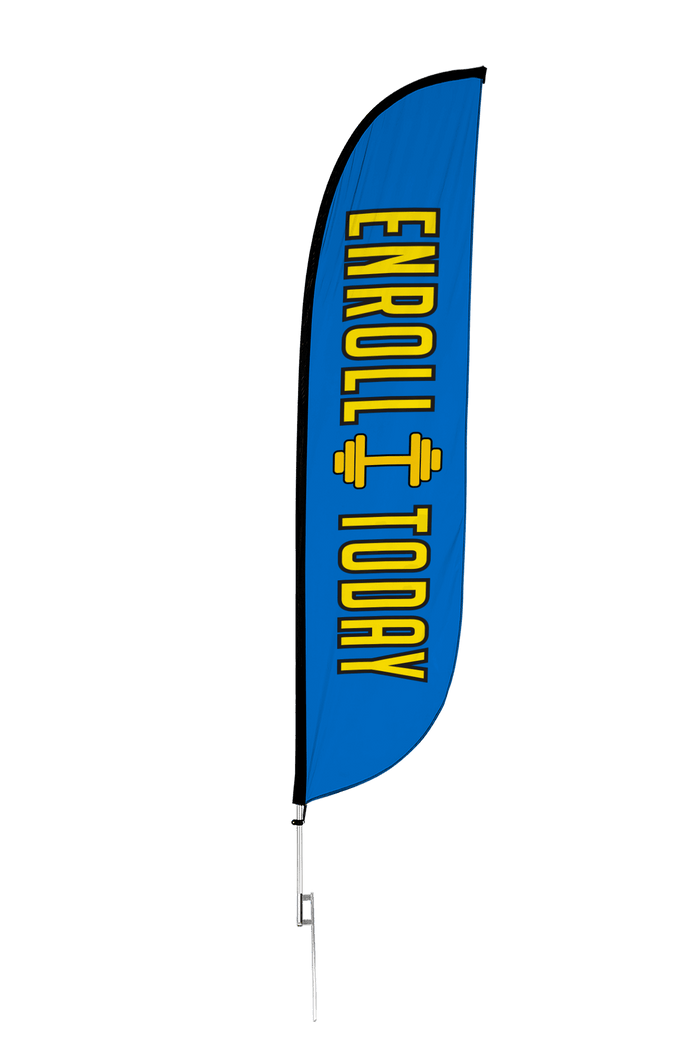 Gym Enroll Today Feather Flag Blue