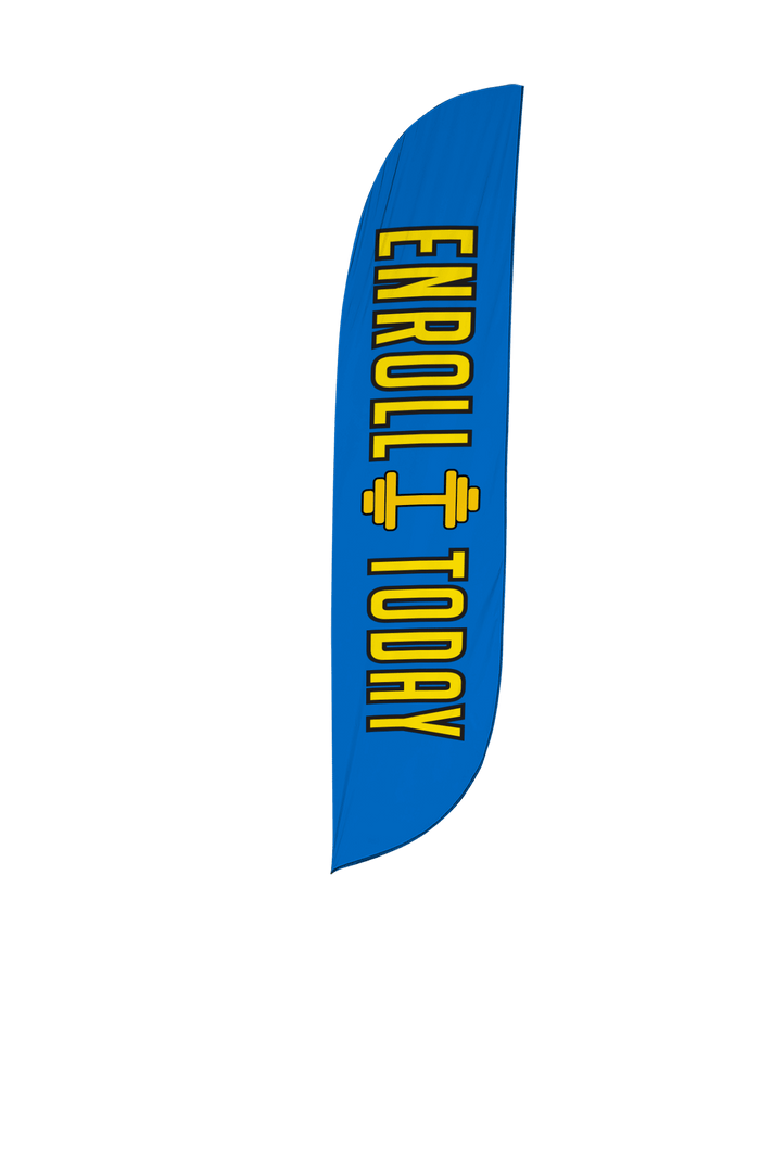 Gym Enroll Today Feather Flag Blue