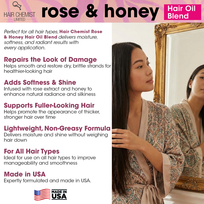 Hair Chemist Rose & Honey Hair Oil Blend with Rose Extract 4 oz.