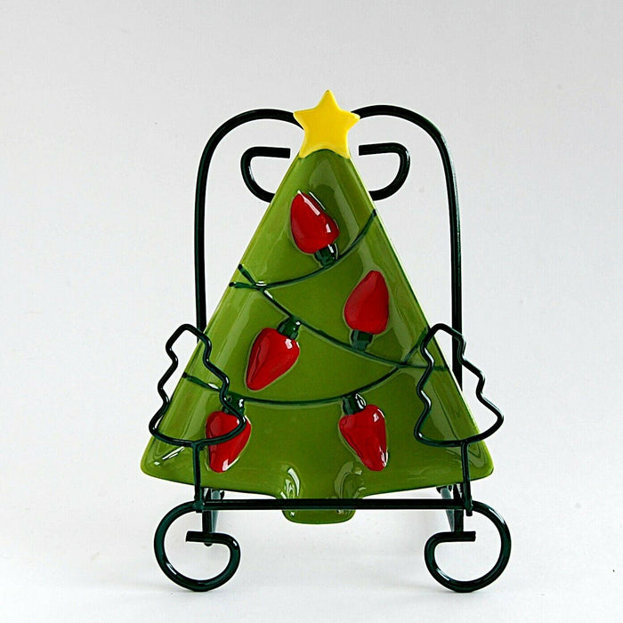 Hallmark Christmas Tree Shaped Candy Dish Ceramic Holiday Vintage Table Accent
