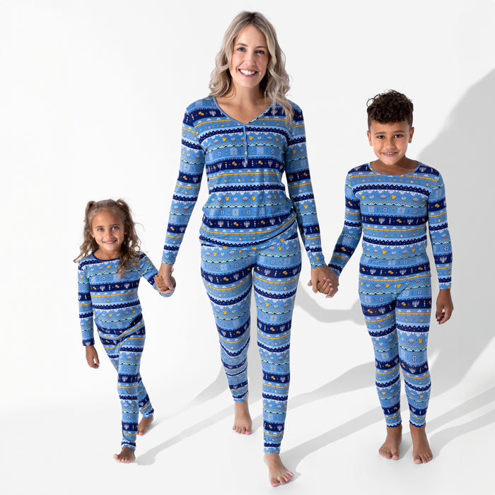 Hanukkah Fair Isle Bamboo Kids Pajamas
