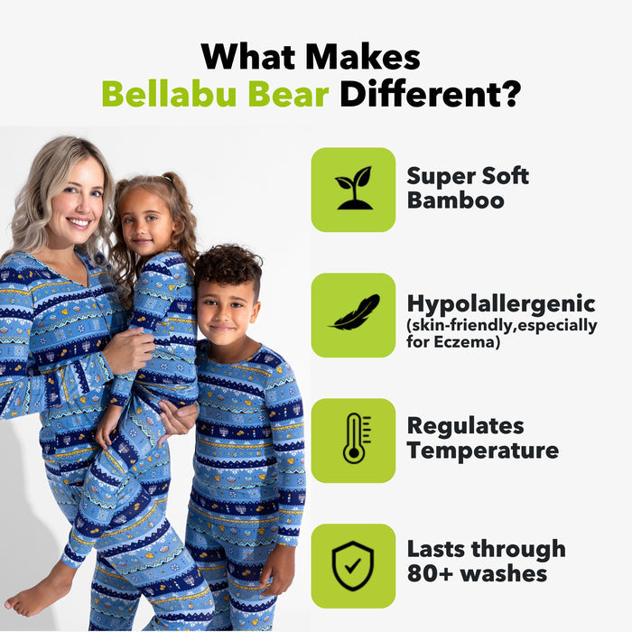 Hanukkah Fair Isle Bamboo Kids Pajamas