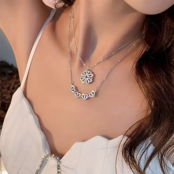 Heart Clover Silver Necklace
