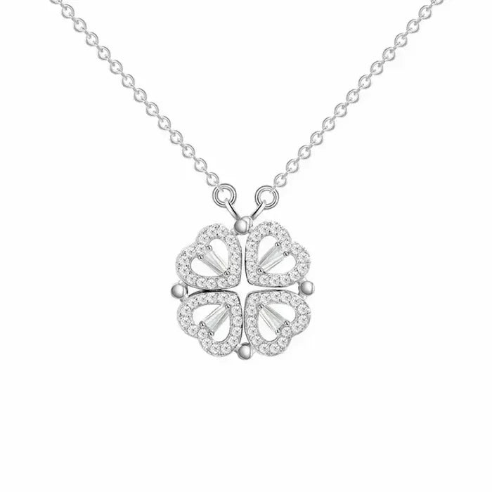 Heart Clover Silver Necklace