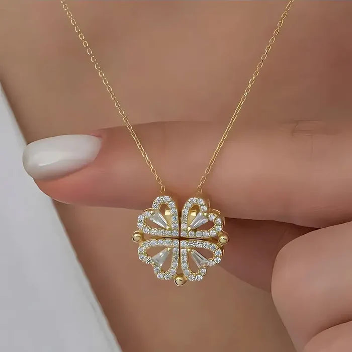 Heart Clover Silver Necklace