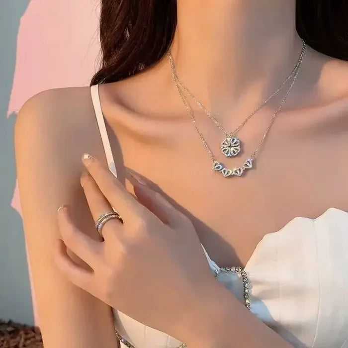 Heart Clover Silver Necklace
