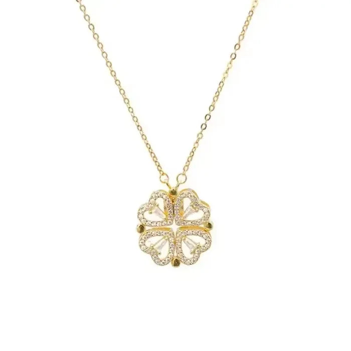 Heart Clover Silver Necklace
