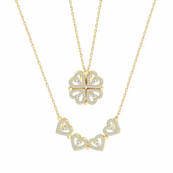 Heart Clover Silver Necklace