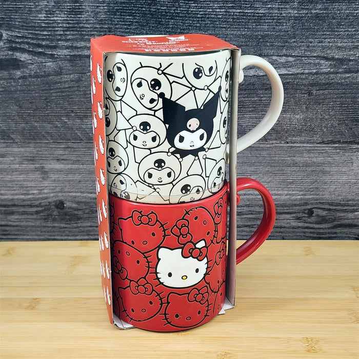 Hello Kitty Coffee Mug Set with Kuromi Ceramic Tea Cup Red & Black Blue Sky 21oz