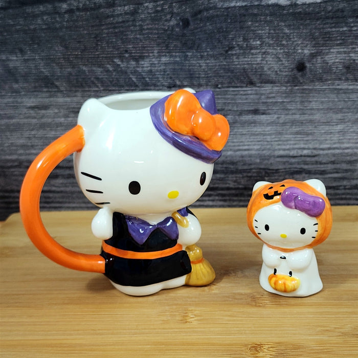 Hello Kitty Halloween Mug & Ghost Figurine Ceramic White Coffee Tea Cup Blue Sky