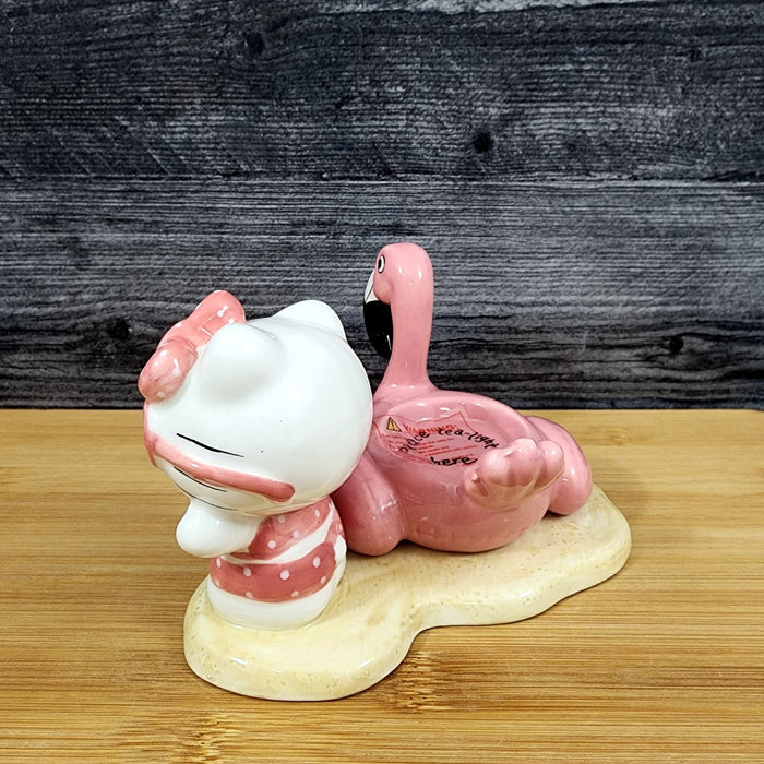 Hello Kitty Pretty Pink Flamingo Candle Holder Tea Light Lite Ceramic Blue Sky