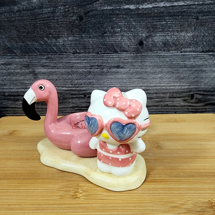 Hello Kitty Pretty Pink Flamingo Candle Holder Tea Light Lite Ceramic Blue Sky