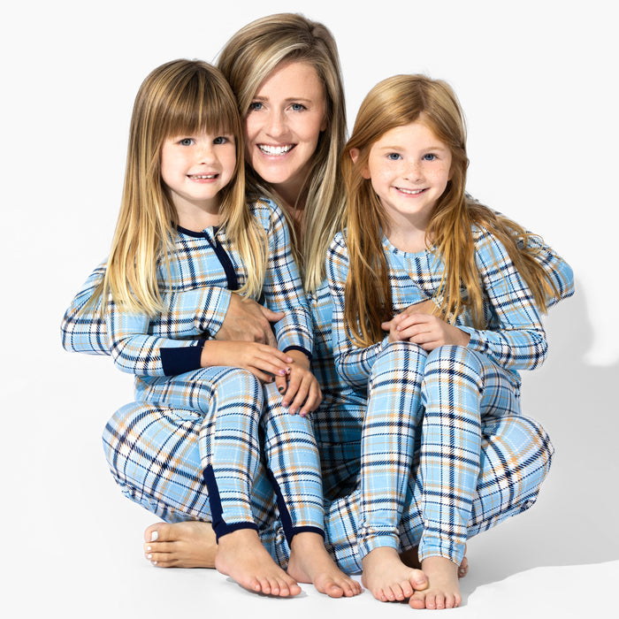 Holiday Plaid Blue Bamboo Women's Pajama Set