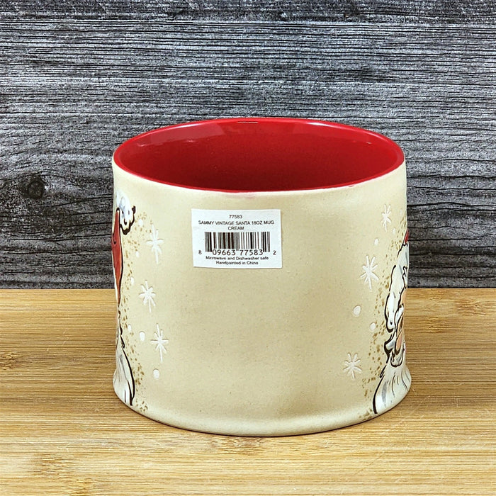 Holiday Santa Coffee Mug Embossed Christmas Cup Ceramic Red by Blue Sky 18oz