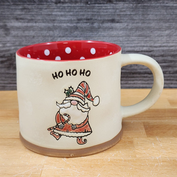 Holiday Santa Coffee Mug Embossed Christmas Cup Red & Beige by Blue Sky