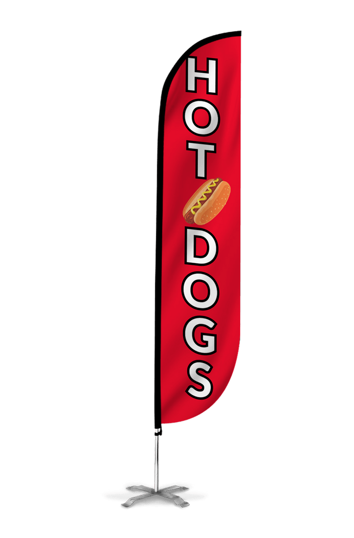 Hot Dogs Feather Flag - Red