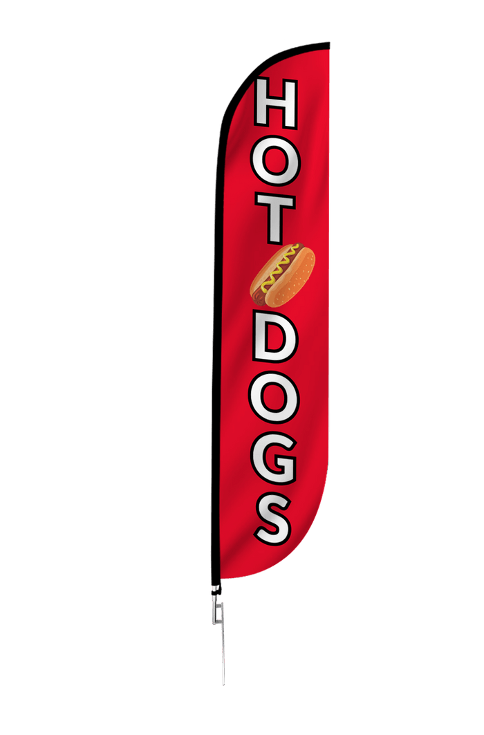 Hot Dogs Feather Flag - Red