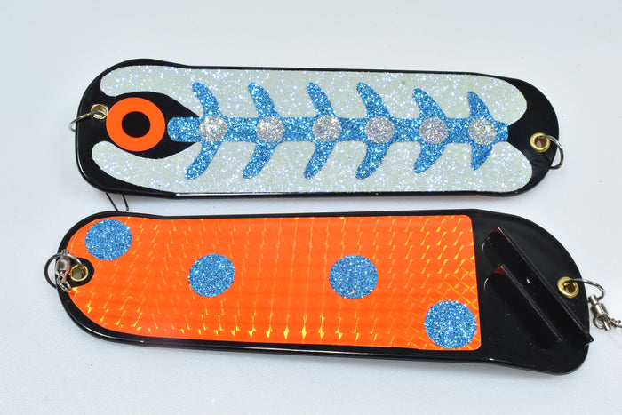 Hyperflasherz - White Stickleback - 8" Double Finned Flasher