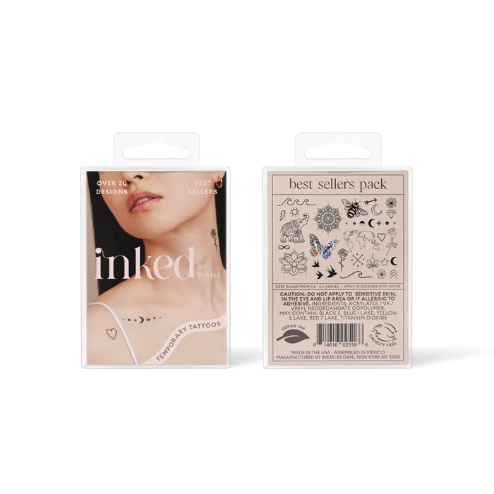 INKED BY DANI Best Sellers Temporary Tattoo Pack
