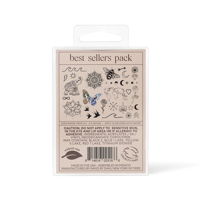 INKED BY DANI Best Sellers Temporary Tattoo Pack
