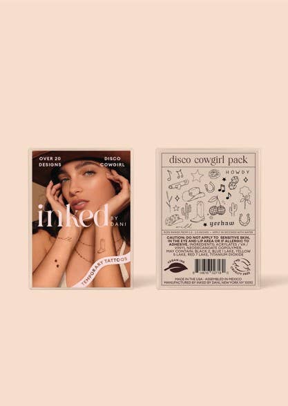 INKED BY DANI Disco Cowgirl Temporary Tattoo Pack