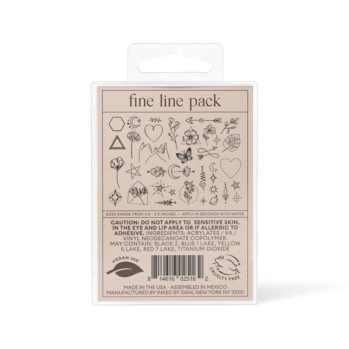 INKED BY DANI Fine Line Temporary Tattoo Pack