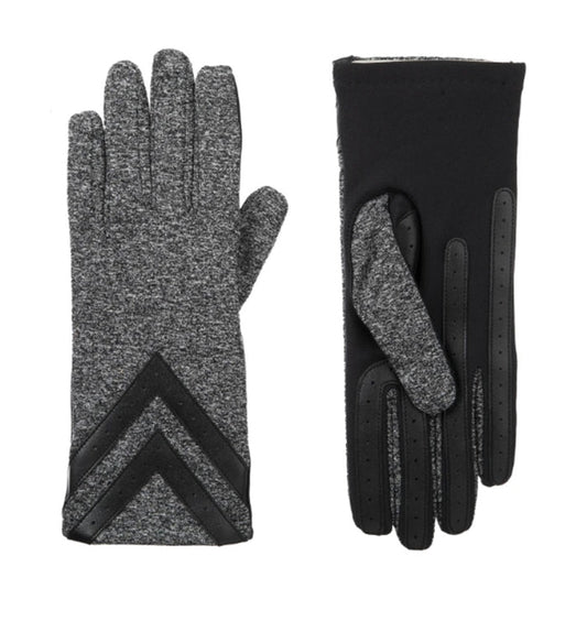 Isotoner SmartDri Smartouch 3 Button Length Spandex Chevron Gloves - A30660