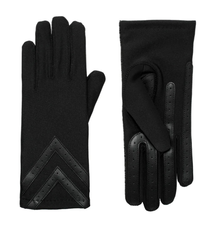 Isotoner SmartDri Smartouch 3 Button Length Spandex Chevron Gloves - A30660