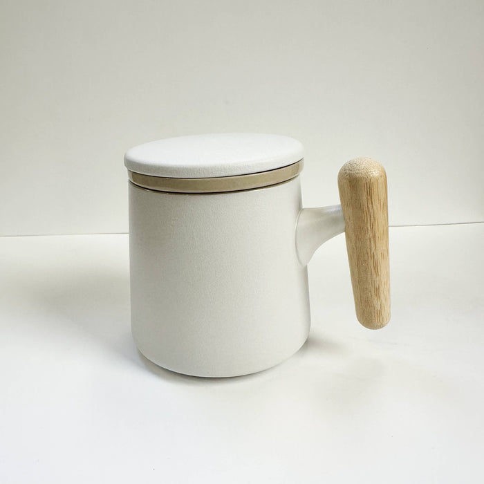 Japanese Wave Ceramic Tea Mug with Infuser & Lid