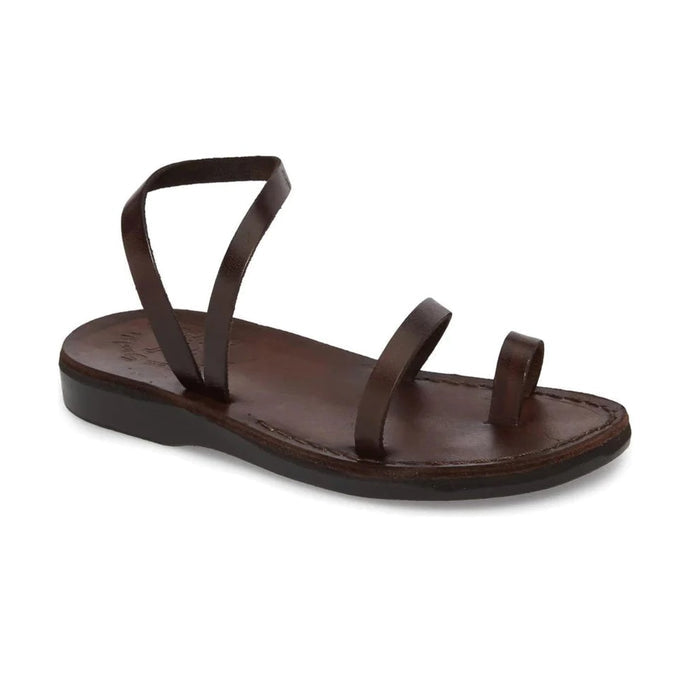 Jerusalem Sandals Ella Leather Ankle Strap Flat Sandal