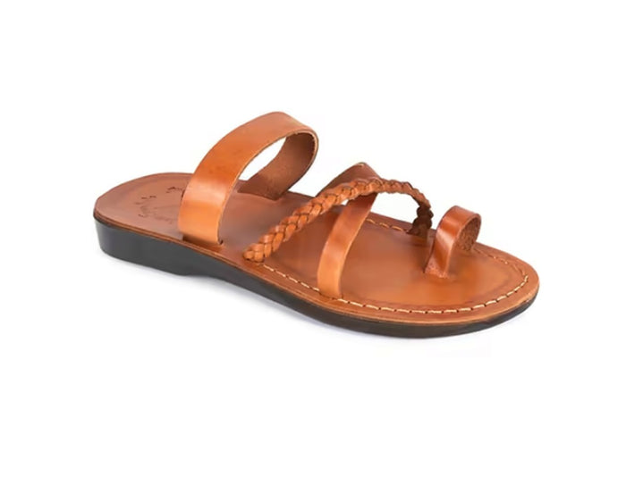 Jerusalem Sandals Sophia Women's Leather Braided Flat Sandal