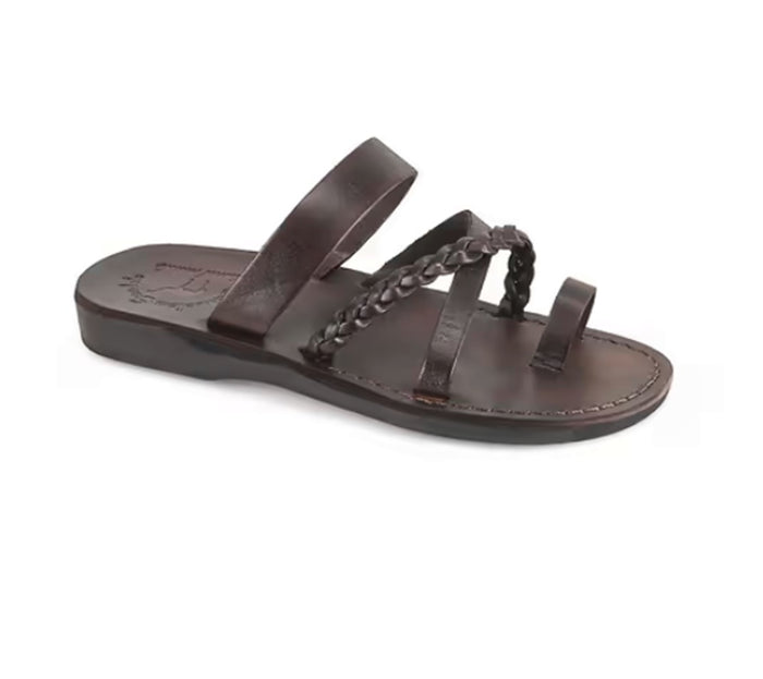 Jerusalem Sandals Sophia Women's Leather Braided Flat Sandal
