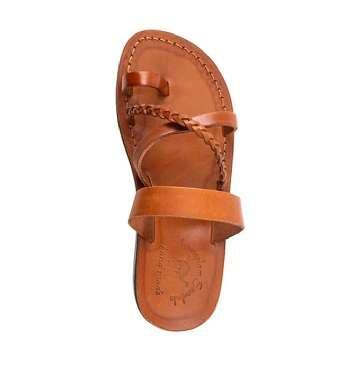 Jerusalem Sandals Sophia Women's Leather Braided Flat Sandal