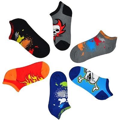 K. Bell Boys Skull & Flame 6 Pair Pack Socks - 67115BL