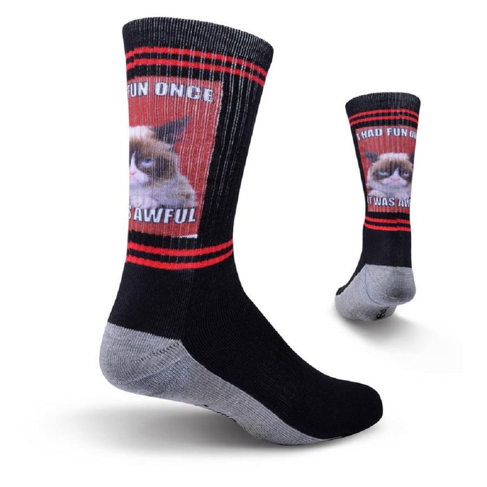 K. Bell Grumpy Cat Men's I Had Fun Once Sub Crew Socks - GCMF15H006-01